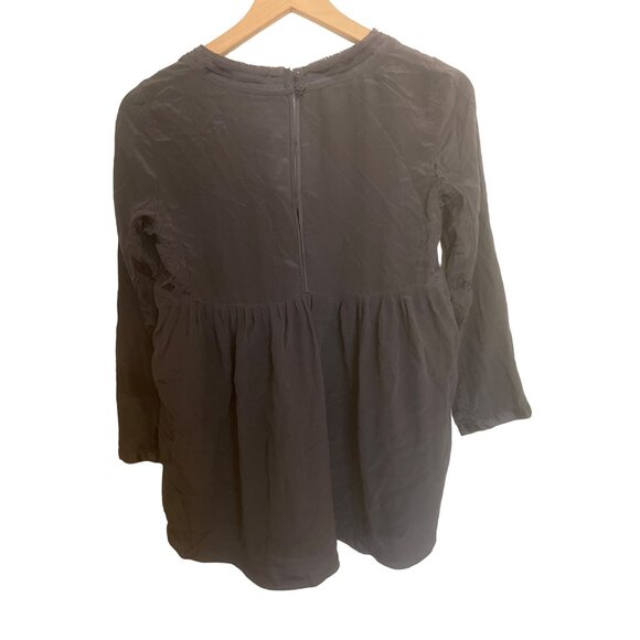 Rebecca Taylor Black Silk Blouse With Lace Detail Size L - Picture 2 of 6